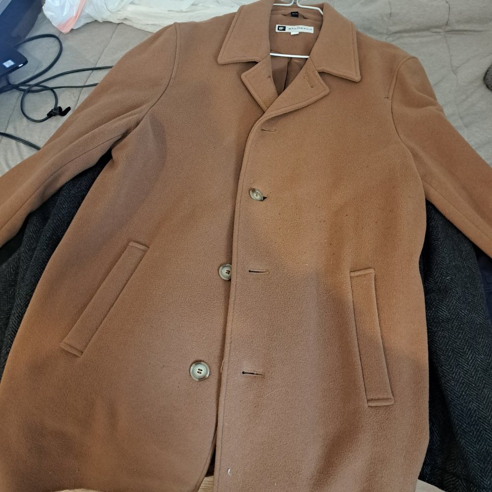 Bachrach Men's Trench Coat Button Brown size medium Workwear Formal